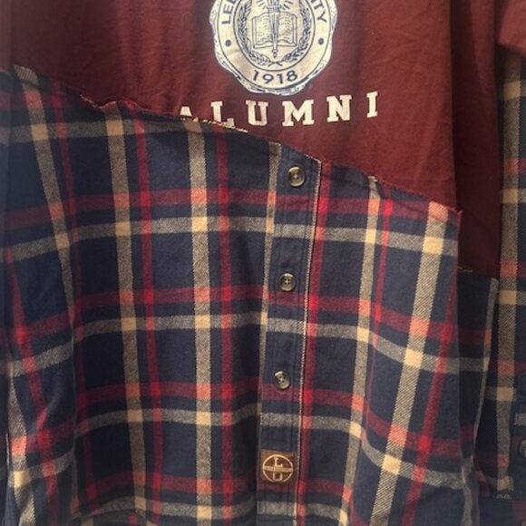 Urban Renewal Remade Spliced Heavy Flannel One of a Kind Button Sweatshirt NEW - Picture 6 of 16